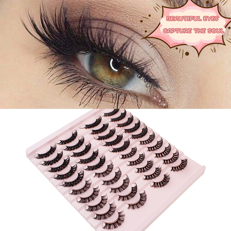 Dingsen False Eyelashes Factory Cross-Border Stable Supply 20 Pairs DD Russian Curling Eyelash European and American Thick