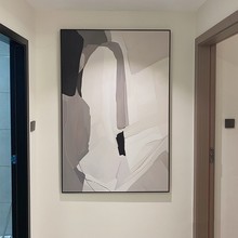 现代简约装饰画奶油风抽象黑白壁画玄关客厅沙发背景墙面北欧挂画