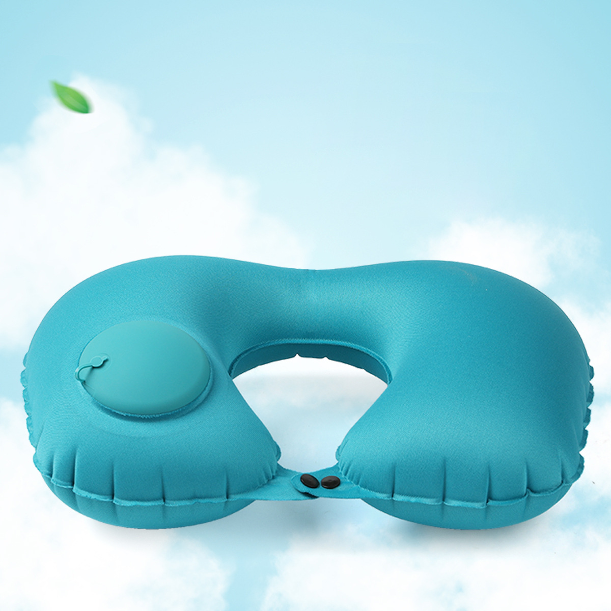 充气u型枕 自动按压充气枕头户外旅行枕三件套厂家批发加logo冰丝