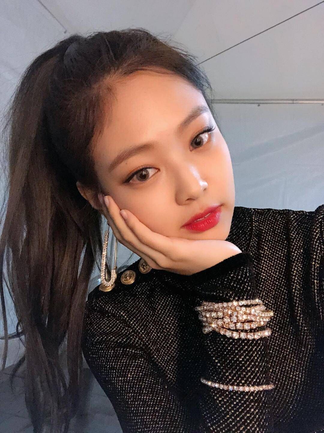 blink 粉墨金智妮jennie 同款水钻耳环女生个性闪亮别针耳饰
