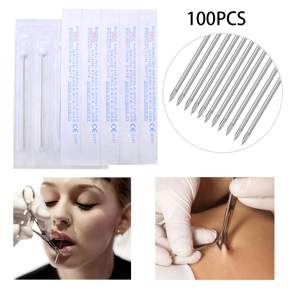 纹身穿刺针跨境一次性穿孔针穿刺饰品工具鼻钉唇钉14G16G批发