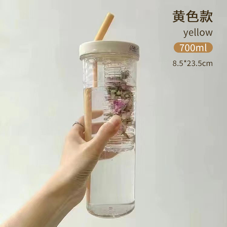 Xiaohongshu Good-looking Large-Capacity Water Cup Ins Female Student Folding Straw Portable Handy Cup Shake Juice Cup