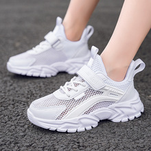 夏季新款学生纯白儿童运动跑步鞋男孩女孩镂空小白鞋网面透气鞋子