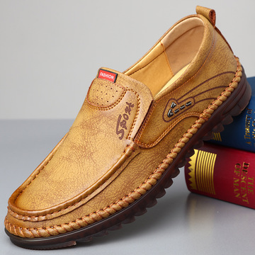 春季透气新款男士牛筋底软休闲鞋套脚软底男鞋子上线皮鞋男一脚蹬