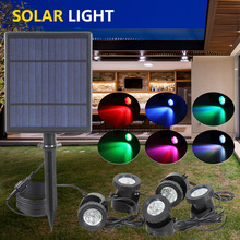 跨境新款太阳能庭院灯聚光防水LED灯多彩别墅水族灯RGB花园草坪灯