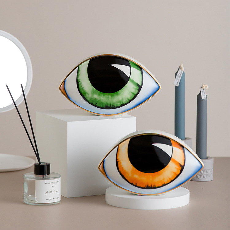 Nordic Style Manual Painting Golden Ceramic Devil's Eye Big Eyes Desktop Decoration Home Decoration Paper Weight Souvenirs