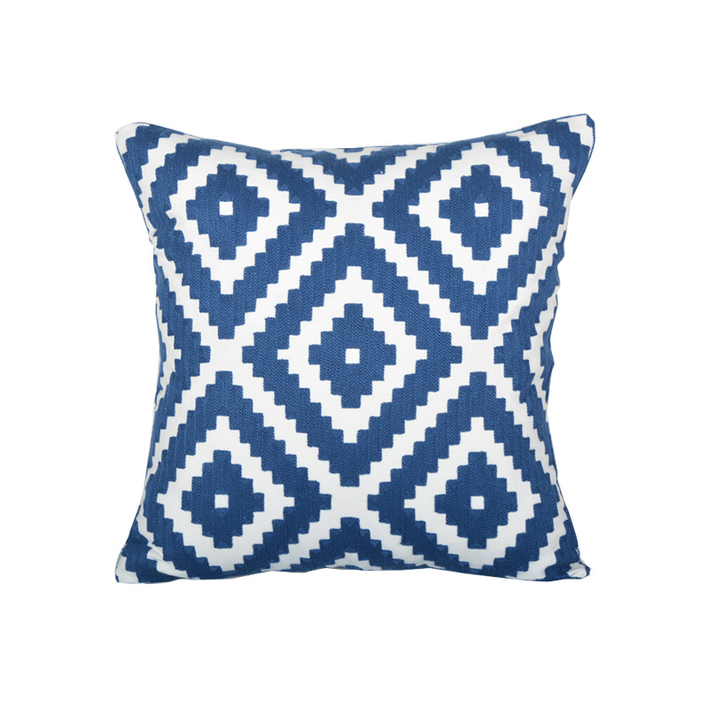 Amazon Blue Color Embroidered Pillow Cover Cushion Home Sofa Cushion Home Fabric Cushion Pillow