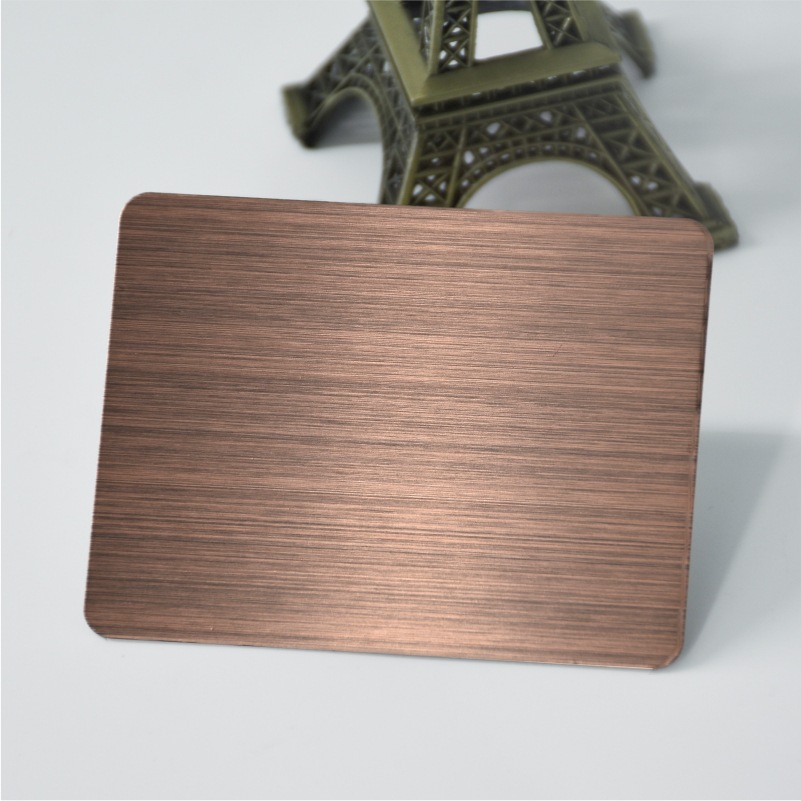 不锈钢拉丝板镀铜板装饰 仿古铜红 青 黄古铜拉丝彩色不锈钢板