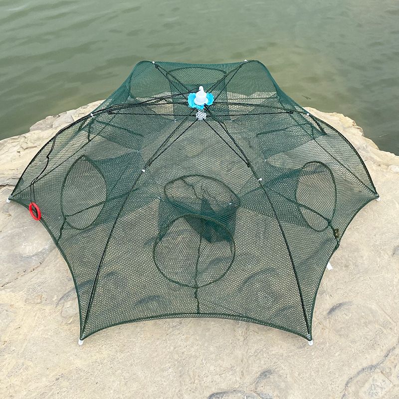 Umbrella Cage Umbrella Type Lobster Basket 6812 Mouth Double Layer Lobster Basket Fishing Cage Folding Moving Net Small Fish Net Folding Fish Cage Lobster Net