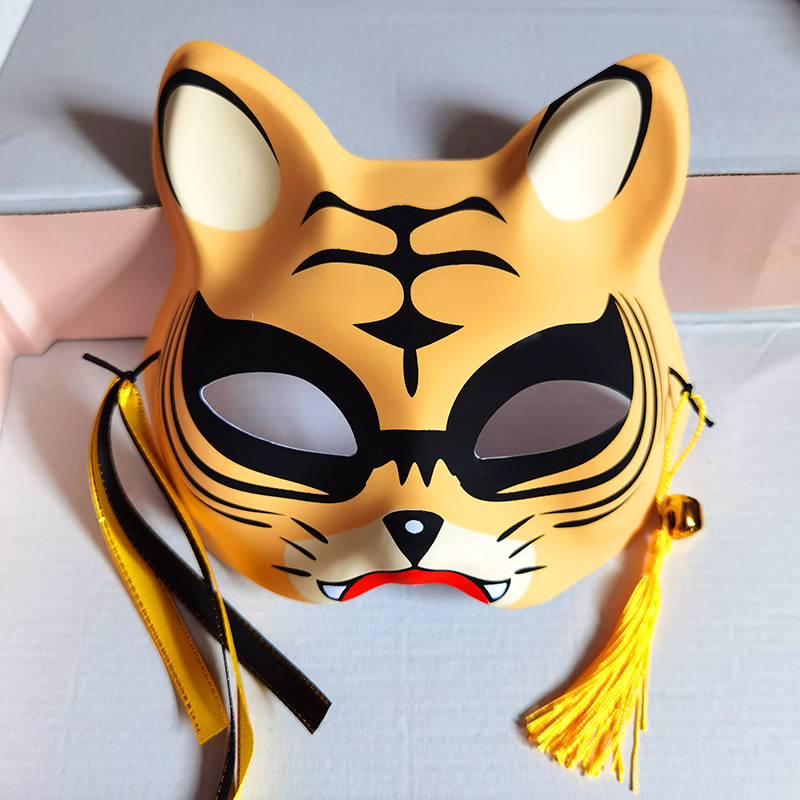 新年跨年发光老虎头面具半脸猫狐狸面罩化妆舞会派对道具地摊夜市