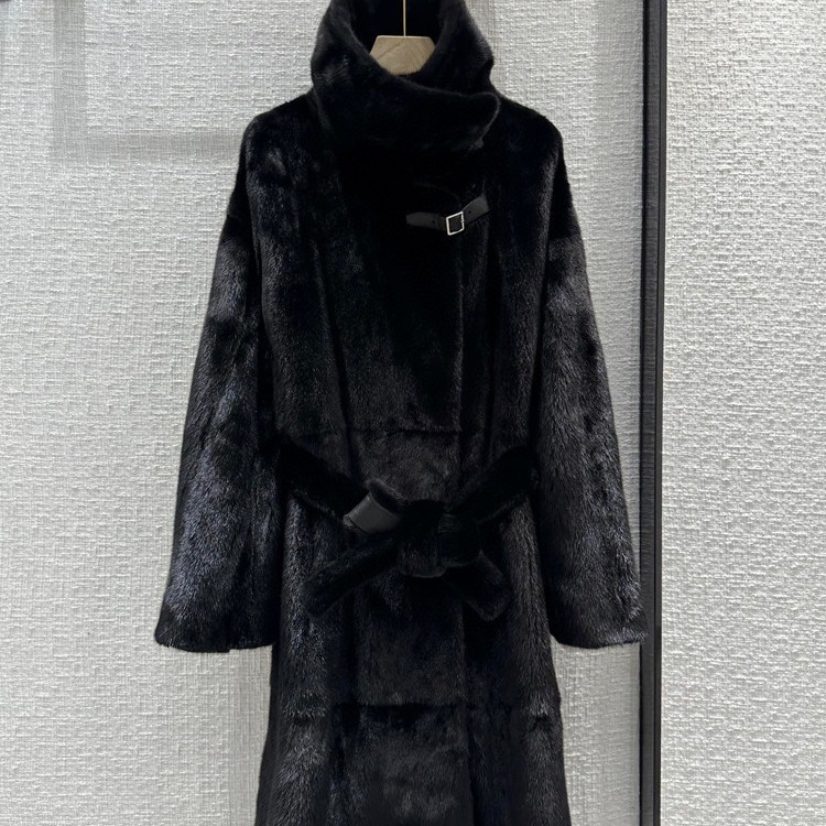 长款水貂皮草大衣高级感奢华名媛贵妇重工毛绒貂皮外套厚 bw62010