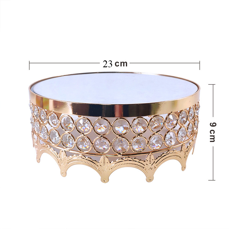 Hot Selling European Wedding Cake Props Iron Cake Stand Home Decoration Birthday Party Crystal Tray Fruit Plate