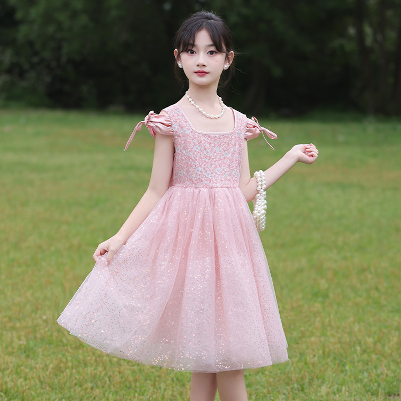 女童夏装2024新款洋气时髦大童连衣裙儿童夏季公主裙子小女孩纱裙