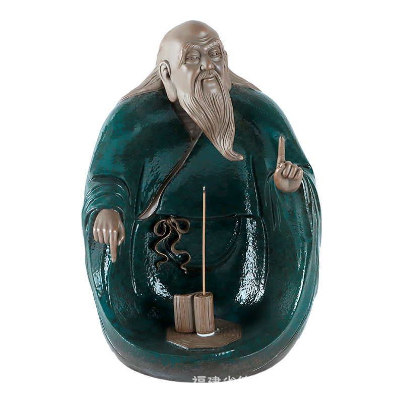 中式陶瓷工艺品摆件家用室内玄关老子问道复古禅意家居办公桌摆设