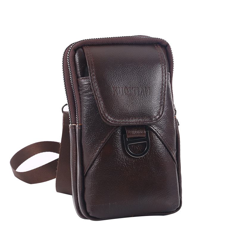 Mobile Phone Bag Waist Bag Men's Cowhide Phone Case Men's Belt Bag Elderly Wear Belt Work Site Mobile Phone Bag Wholesale