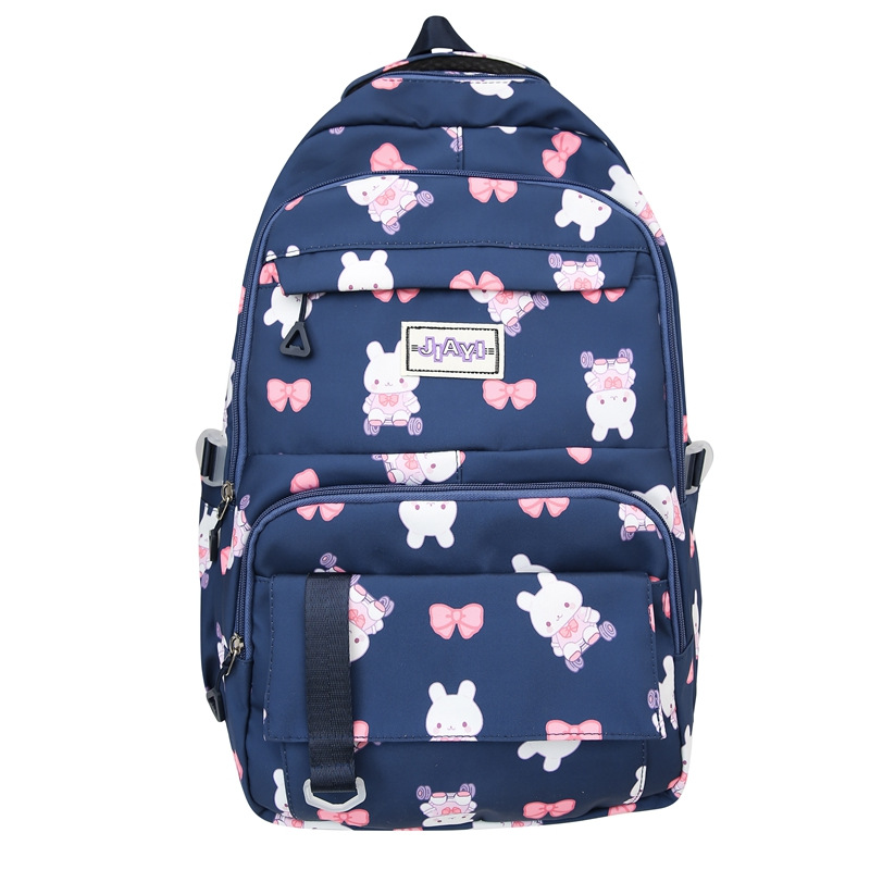 Casual Backpack Women's Floral Bear Junior High School Schoolbag Simple Fashion All-Match Large Capacity College Students' Backpack