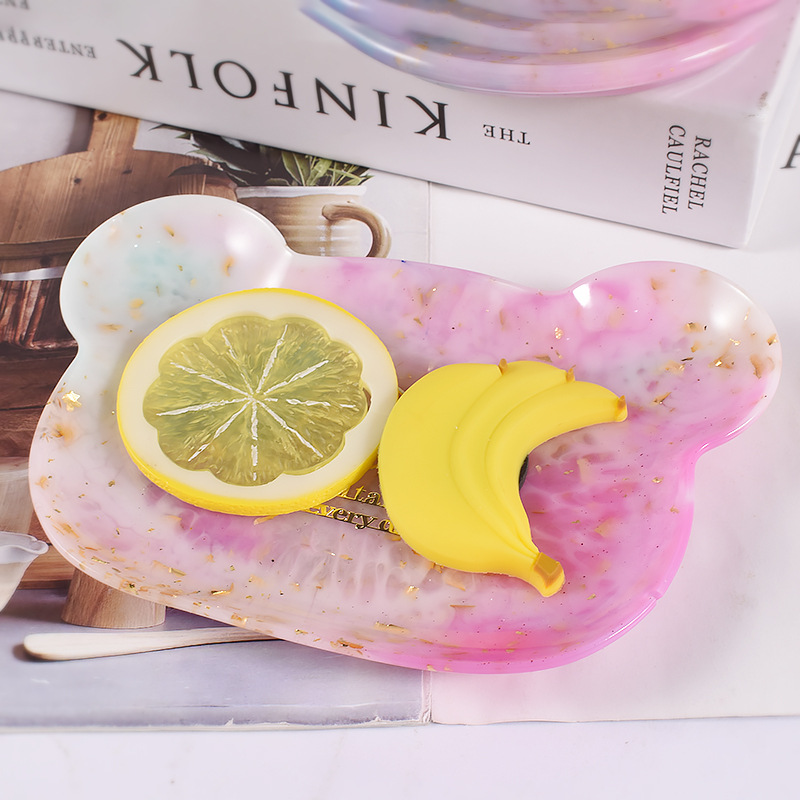 Round Rectangular Bear Head Plate Silicone Mold DIY Crystal Glue Aromatherapy Gypsum Storage Box Abrasive Tool