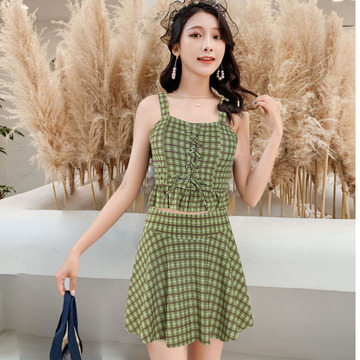 金乐奇新款泳衣 女大童分体泳衣 小清新裙式泳衣 少女款泳装批发