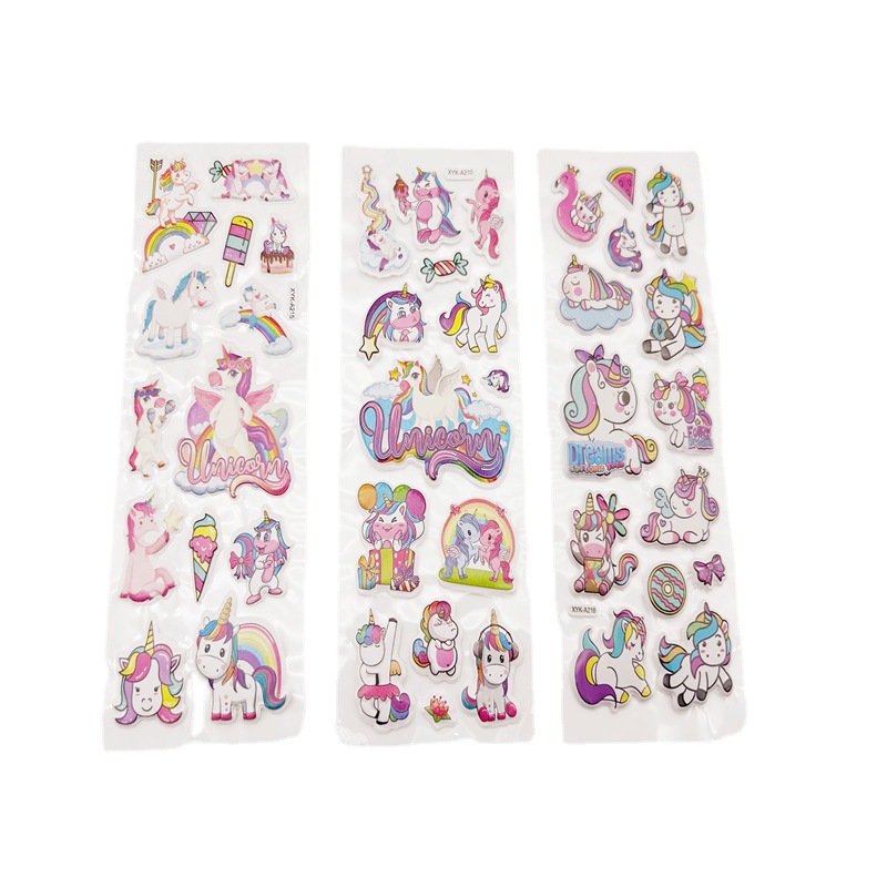 Three-Dimensional Cartoon Concave-Convex Hydraulic Animal Series Stickers Cute Unicorn Foam Stickers for Boys and Girls Cartoon Sticker