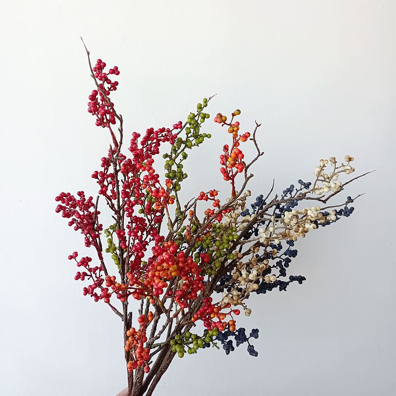 干花花红果发财果相思红豆银杏叶尤加利插花圣诞新年落地摆设