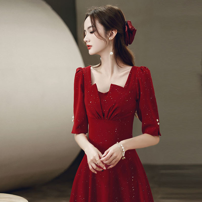 2024新款秋结婚气质薄款订婚回门小礼服连衣裙平时可穿敬酒服新娘