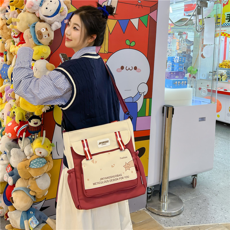 New Korean Style Nylon Bag Women's Cute Handbag Small Fresh Large Capacity Student Tutorial Bag Trendy Shoulder Bag