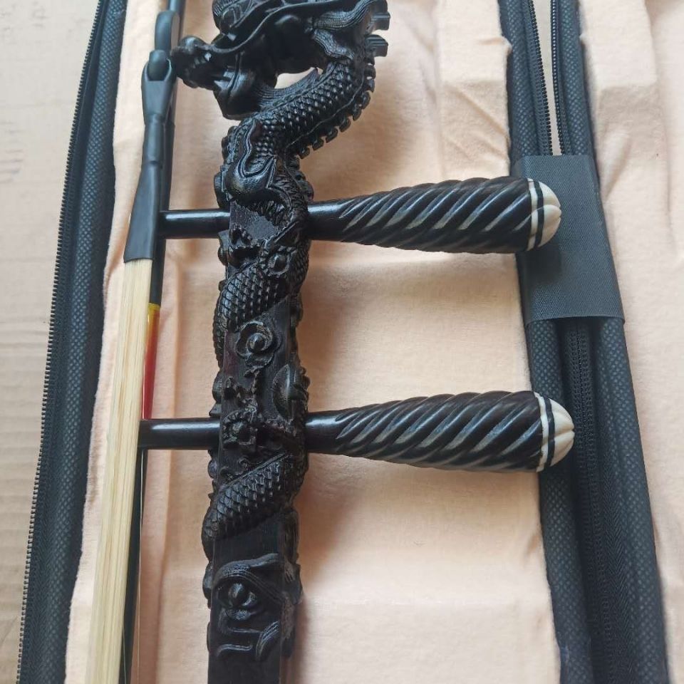 黑檀龙头二胡原木抛光专业演奏胡琴厂家直销苏州乐器《实物拍摄》