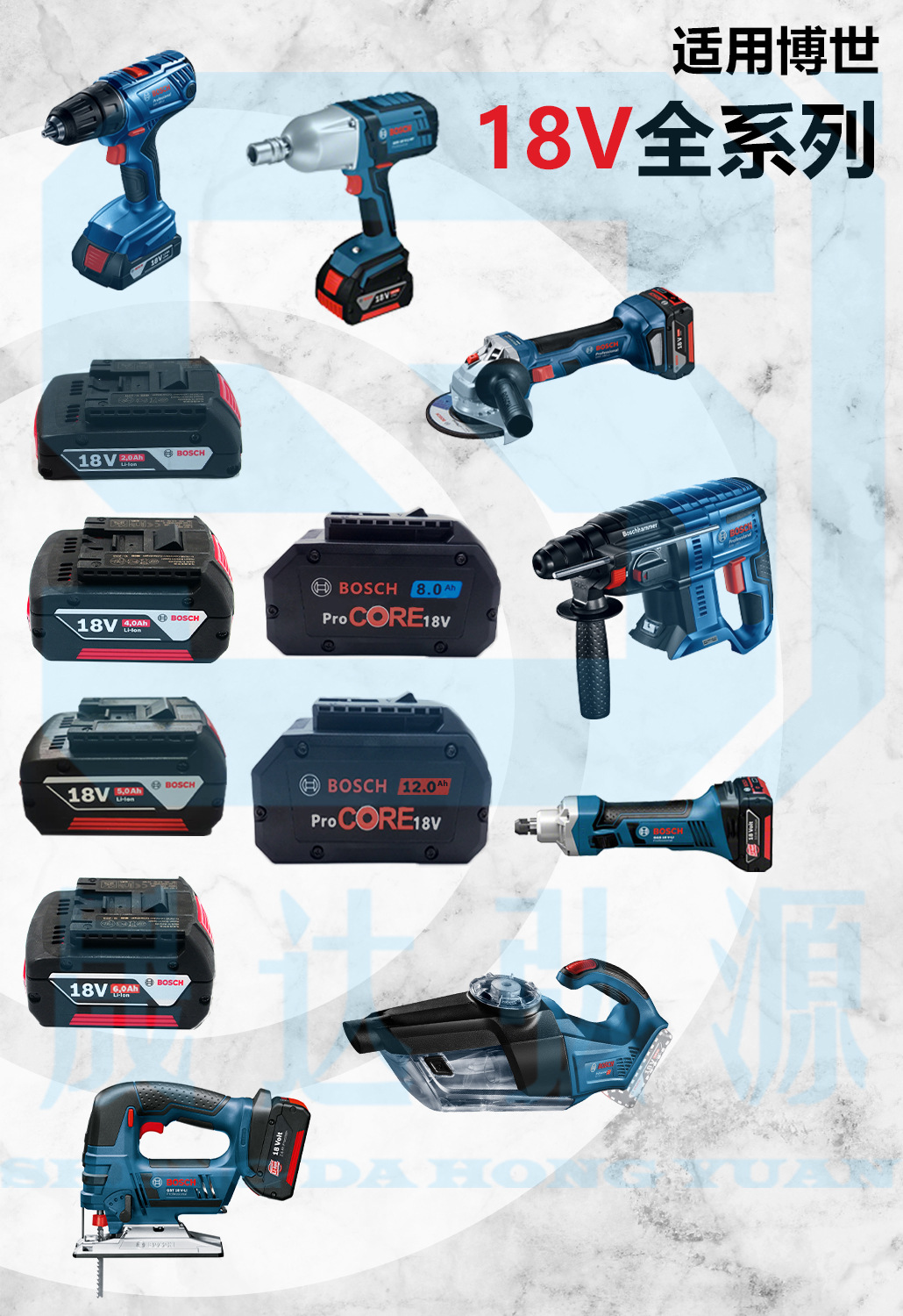 博世原装锂电池充电器12v/18v/36v电动扳手电钻电锤电动工具配件