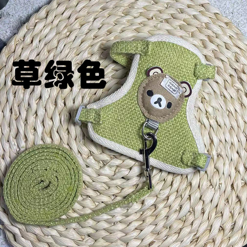 Rabbit Small Pet Outing Rope Dog Cat Guinea Pig Clothes Chest Strap Vest Cartoon Bear Hand Holding Rope