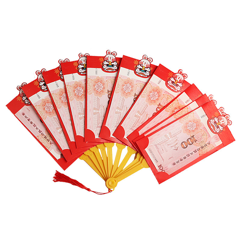 2023 New Fan Red Envelope Creative Hollow Red Envelope Personal Influencer New Year Fan-Shaped Folding Red Envelope