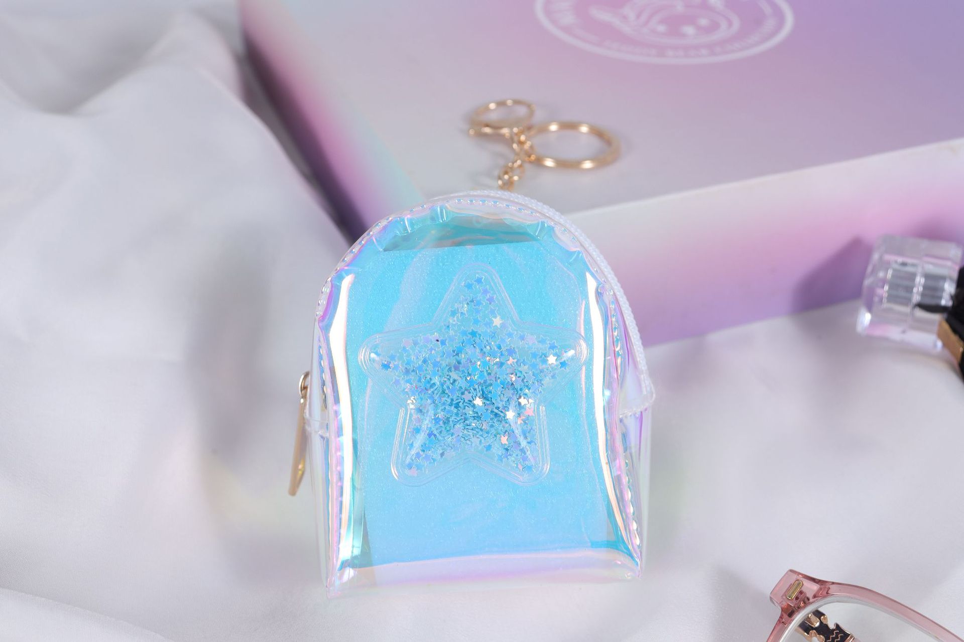 2022 Coin Purse New Cute Quicksand Colorful Small Backpack Portable Clutch Laser Storage Small Bookbag Spot