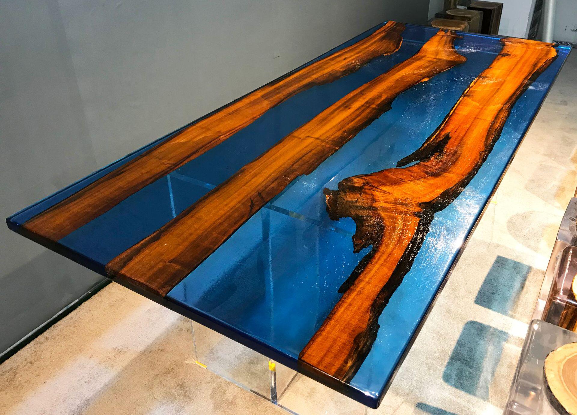 环氧树脂河流桌子简约现代长方形实木餐桌家用创意茶桌面茶台大板