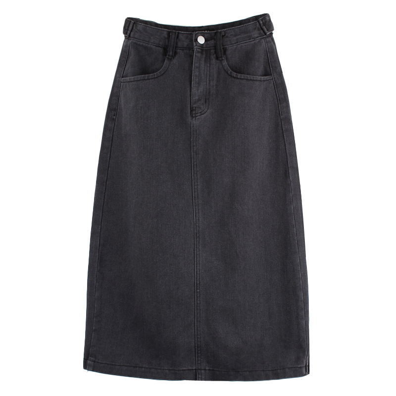   Summer New High Waist Denim Skirt Women's arge Size Mid-ength Skirt A- ine Skirt Student Korean Style Package Hip Skirt