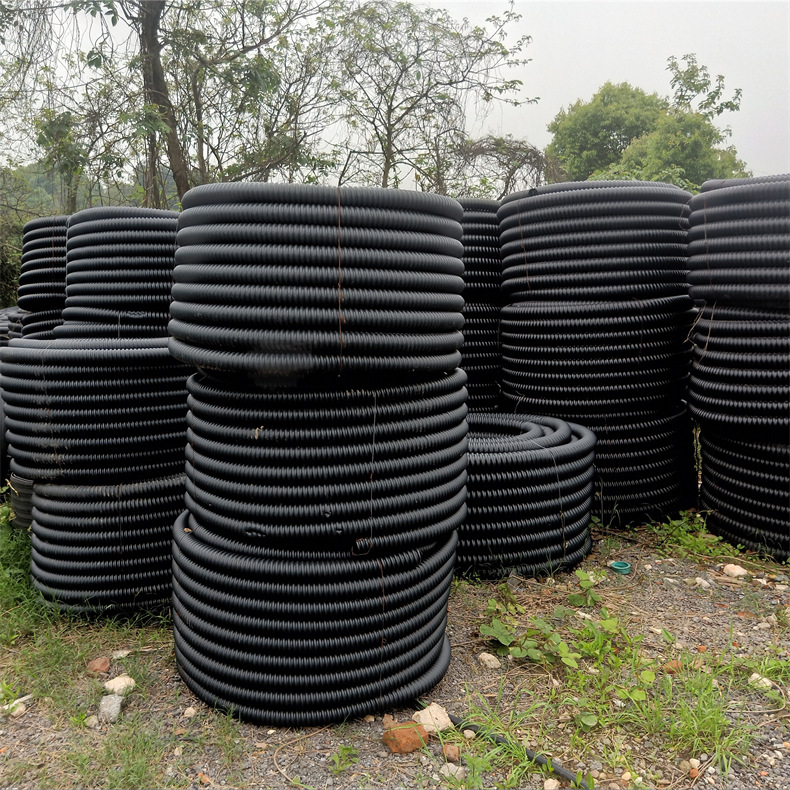 hdpe碳素管100米一卷黑色螺旋波纹管市政路灯电线缆地埋工程套管