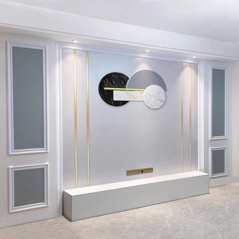 电视背景墙壁纸轻奢风现代简约客厅格栅金属线条影视墙布自粘壁画