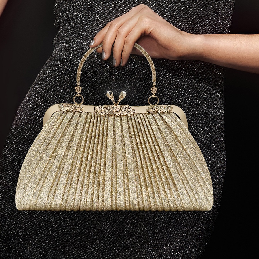 cross-border e-commerce 2023 chic vintage handbag cheongsam women‘s bag banquet evening dress bag pleated bridal wedding bag