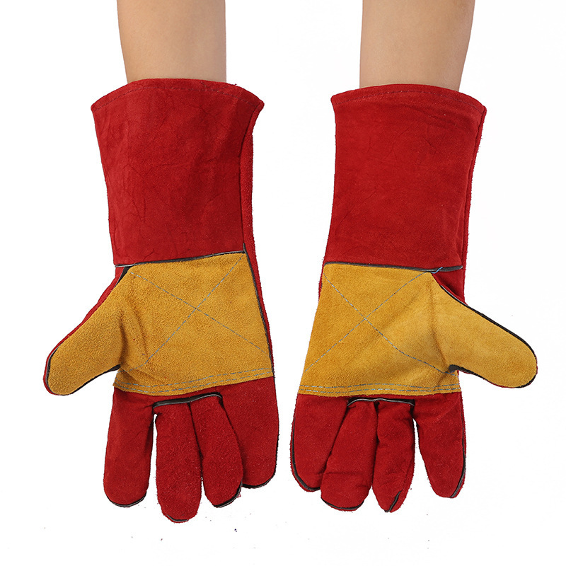 牛皮工作牛二层皮黄布黄皮劳保手套电焊工全掌驳掌手套厂家批发