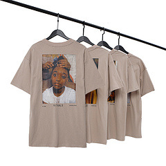 fog第七季 fear of god 扎发人物头像夏季男女同款个性休闲短袖t