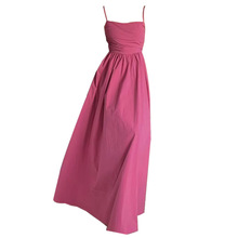 赫本风法式长裙感气质显瘦2024新款夏季玫红色吊带连衣裙子女