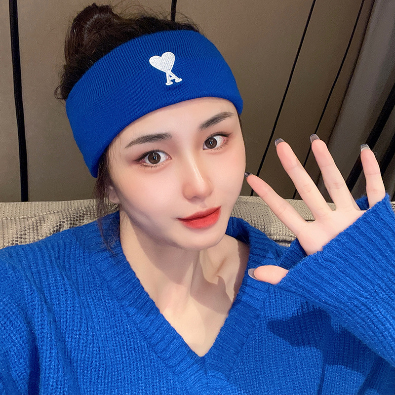 克莱因蓝遮额头神器秋冬宽边针织毛线发带女日常外戴时尚运动发带