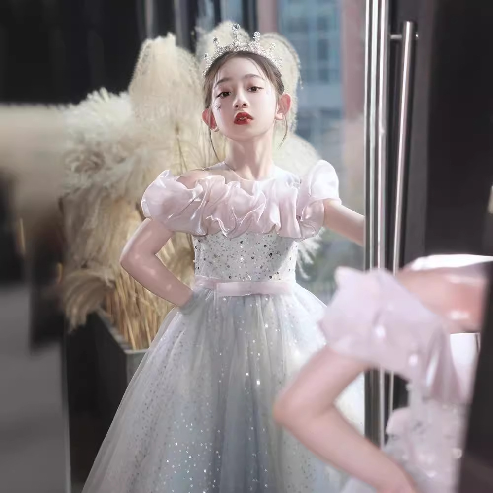儿童礼服生日轻奢花童婚礼钢琴演出服走秀主持人高端女童公主裙