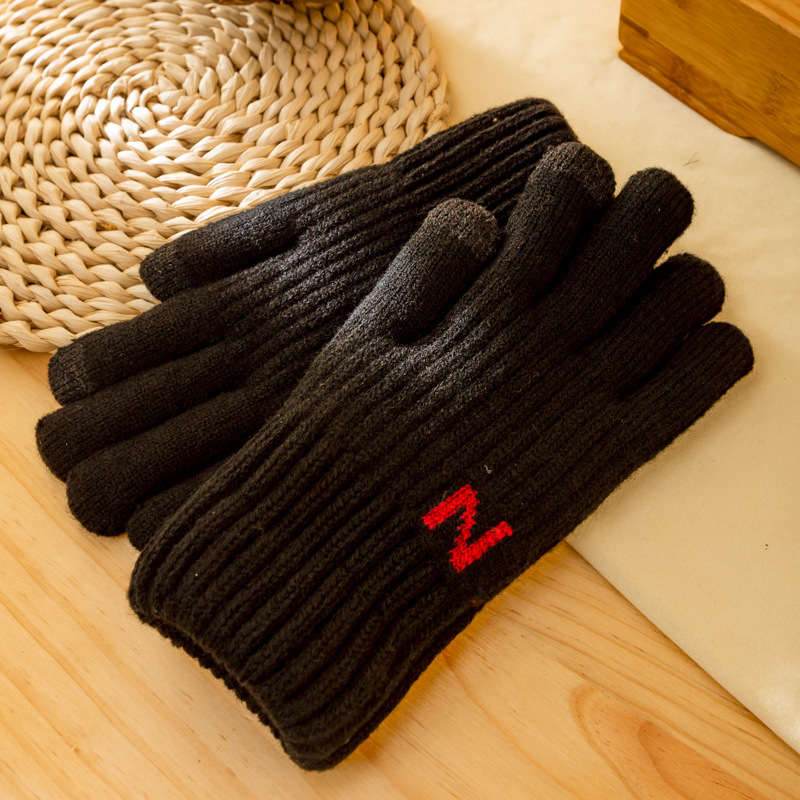 手套男士秋冬季韩版可触屏新款针织毛线加绒加厚户外保暖骑行手袜