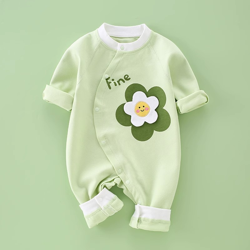 One-Piece Delivery Pure Cotton Baby Jumpsuit Spring and Autumn Long Sleeve Full Moon Monk Clothing Class a Baby Newborn Clothes Baby Clothes