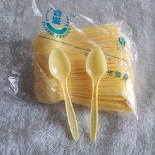一次性勺子塑料白色勺小黄勺冰激凌蛋糕勺乳白勺刨冰羹试吃甜品勺