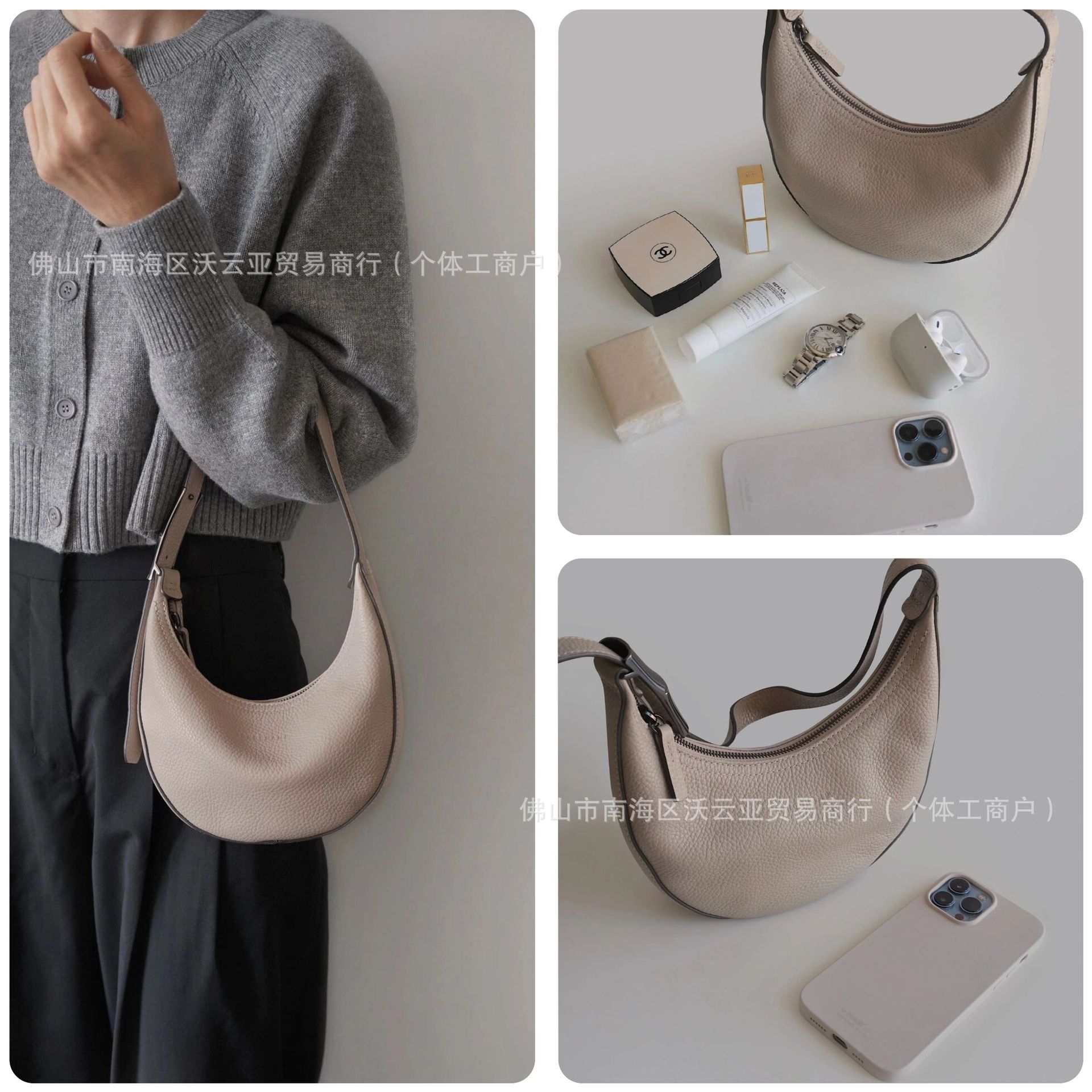 高版本龙骧月牙豌豆包竹节扣hobo腋下包潮流单肩手提包纯色女包