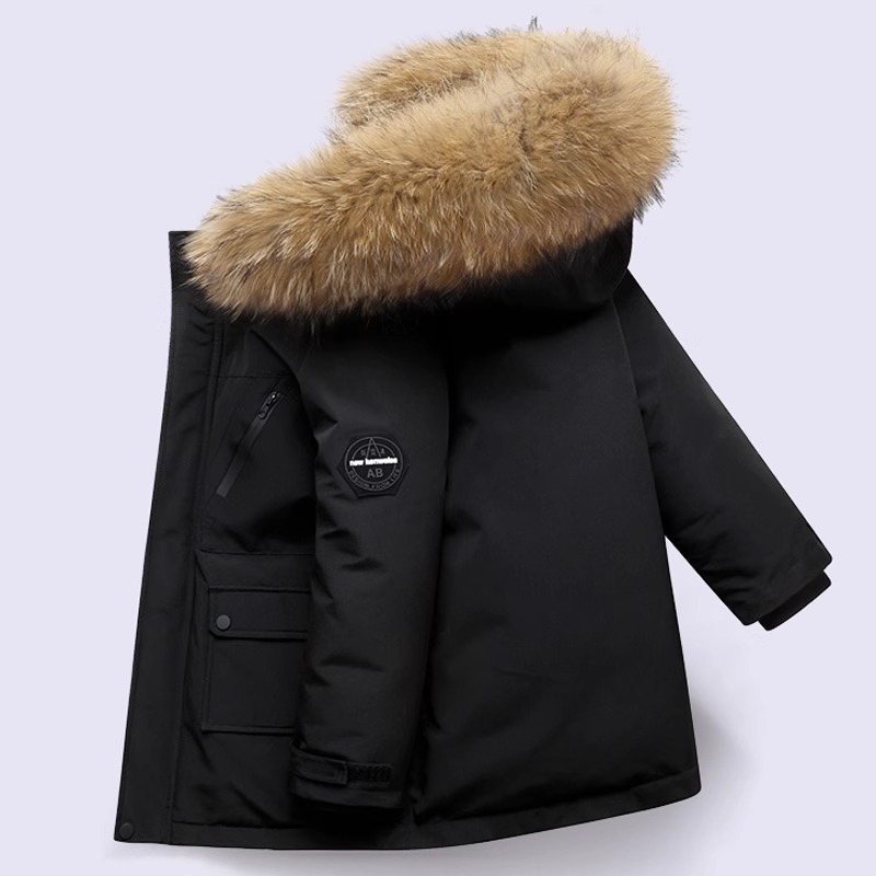 Winter Children's down Jacket Boys' Mid-Length Western Style down Cotton-Padded Coat Thick Winter Wear Coat 2023 New Children's Clothing