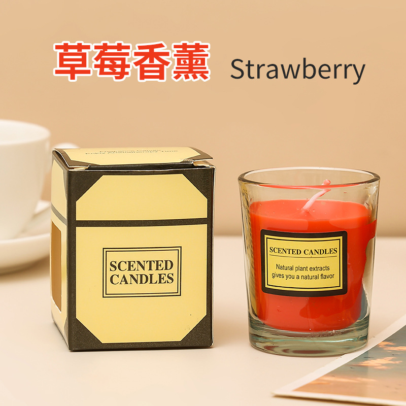 Smokeless Romantic Plant Wax Aromatherapy Candle Ins Style Fragrance Essential Oil Glass Candle Cross-Border Amazon Wholesale