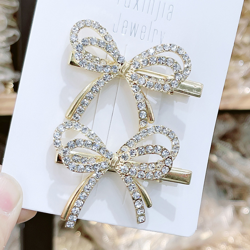 日韩东大门精品头饰精致微镶锆石蝴蝶结边夹顶夹发卡淑女发饰