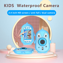 跨境儿童相机3米防水户外运动相机2.4寸大屏高清双摄卡通玩具批发