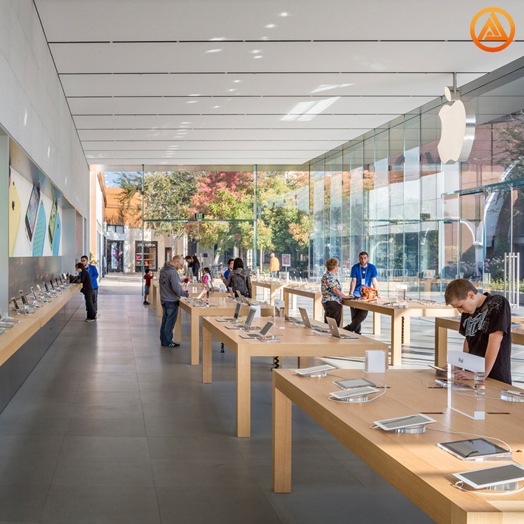 定做苹果展厅平板电脑展示台木制落地智能手机体验台防盗靠墙展台